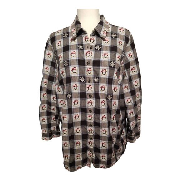 Liz & Me Cotton Blouse Plaid Holiday Pattern Size 1X - Picture 4 of 4